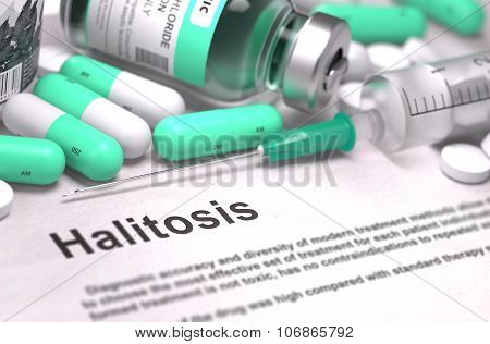 Diagnosis - Halitosis. Medical Concept with Blurred Background.