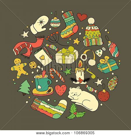 Winter doodle collection.