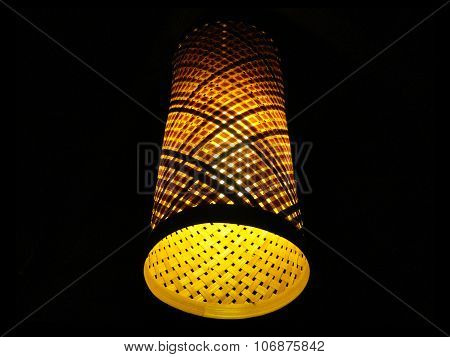 Night Hand made Lamp on Black Background