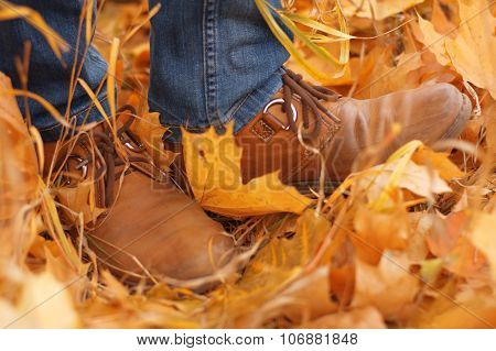 Legs In The Autumn Leaves