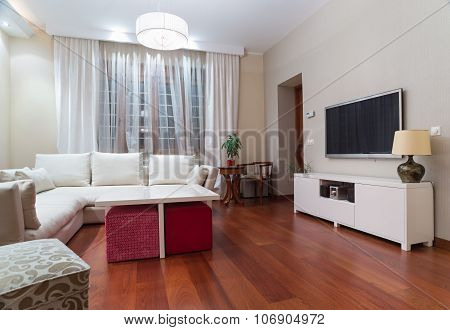 Luxury Living Room Interior - Evening Shot