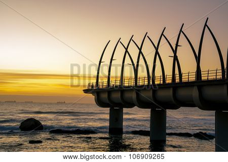 Umhlanga Pier In Durban South Arfica In Sunrise