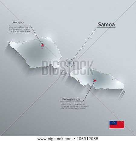 Samoa map flag glass card paper 3D vector