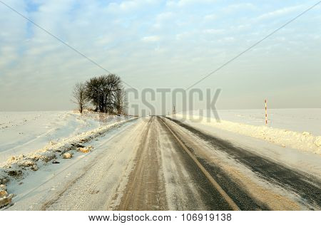 winter road with snow