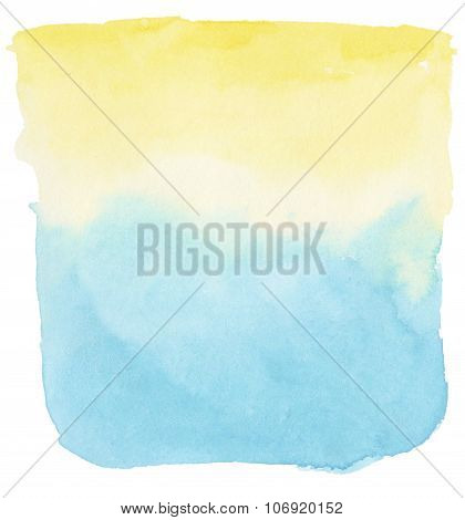 Hand-drawing Watercolor Backgrounds. Watercolor Washes. Blue And Yellow