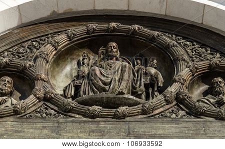 Fragment of external furniture of a Christian temple of the Christ of the Savior in Moscow