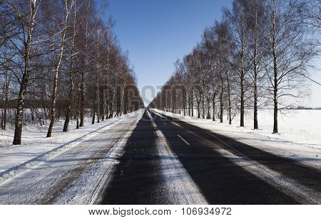 winter road  with snow