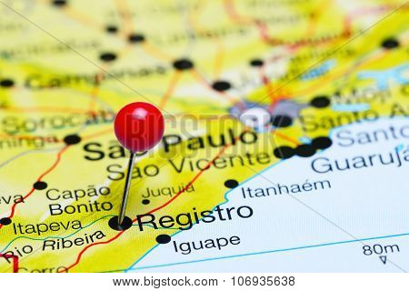 Registro pinned on a map of Brazil