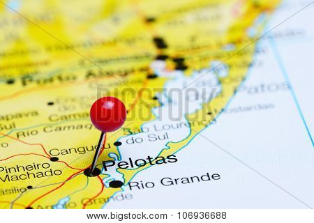 Pelotas pinned on a map of Brazil