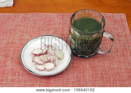 Greens Drink With Creamed Radishes