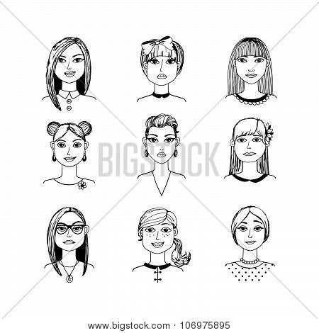 Doodle collection of avatars