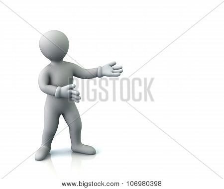 Illustration of man presenting empty space on white background