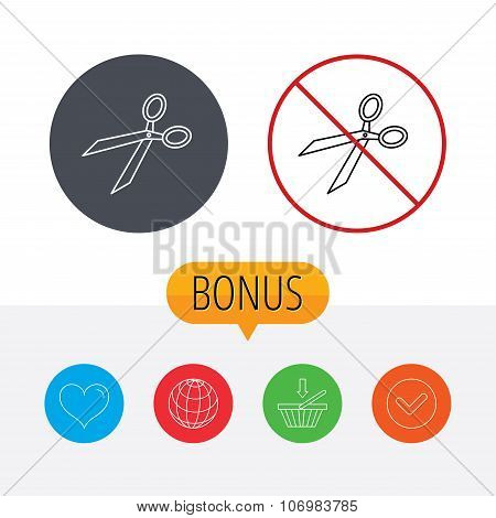 Tailor scissors icon. Hairdressing sign.