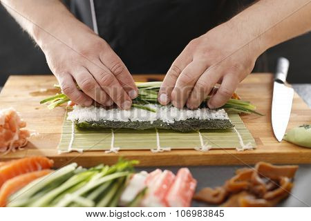 The steps for creating sushi
