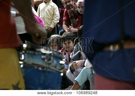 Entertainers performance on street during the World Music Festival Womad