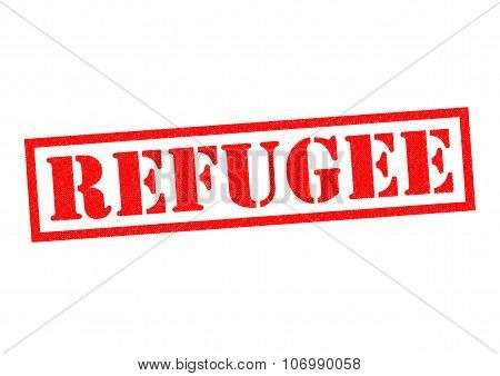 Refugee Red Rubber Stamp Over A White Background