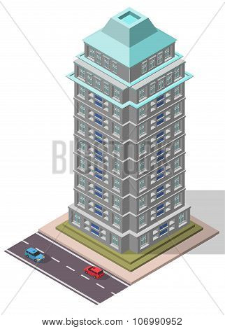 Vector Isometric Office Workplace Building