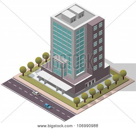 Vector Isometric Office Workplace Building