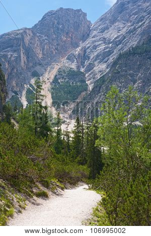 Hiking Trail At Lake Braies