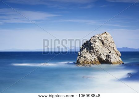 Rock In A Blue Sea. Sansone Beach. Elba Island. Tuscany, Italy,