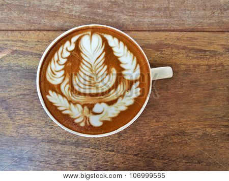 flat white coffee with latte art 