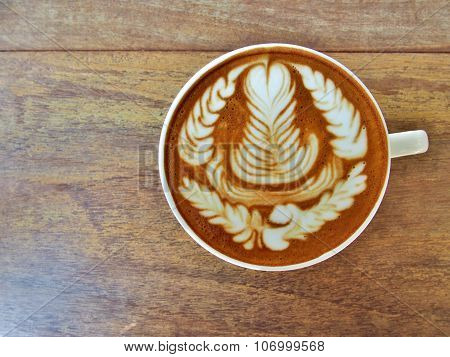 flat white coffee with latte art 