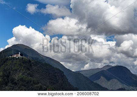 View Of Cerre De Guadalupe From Monserrate In Bogota Colombia.