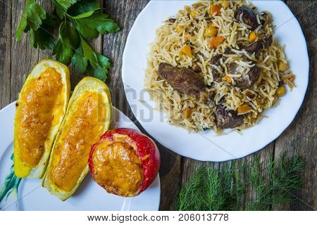 Pilaf. Traditional Uzbek cuisine