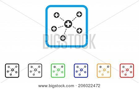 Medical Links icon. Flat pictogram symbol inside a rounded rectangle. Black, gray, green, blue, red, orange color versions of Medical Links vector. Designed for web and software interfaces.