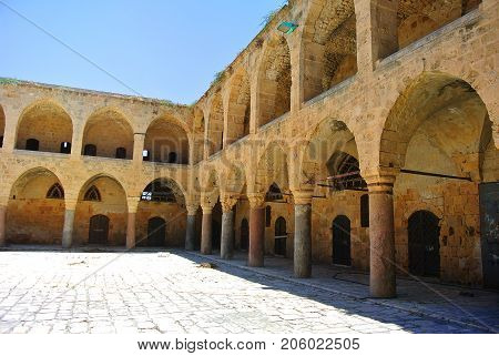 Turkish architecture of the reign of the Ottoman Empire. Khan Al-Umdan. Akko. Israel