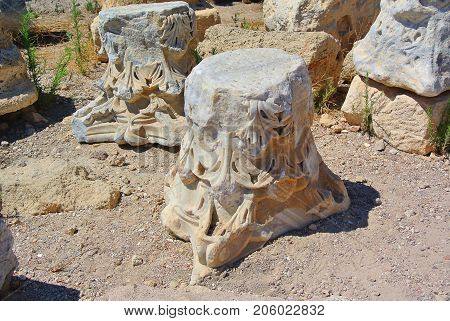 An archeological pearl of the Middle East. Caesarea. Israel. Ancient Roman city