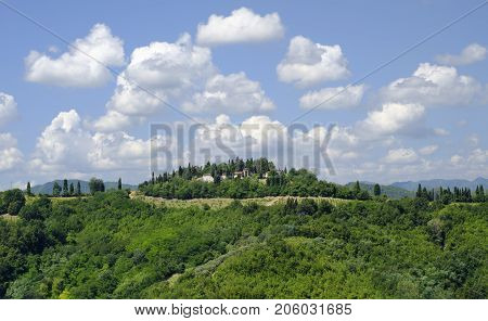 Rural landscape at summer along the road from Brisighella to Modigliana (Ravenna Emilia Romagna Italy)