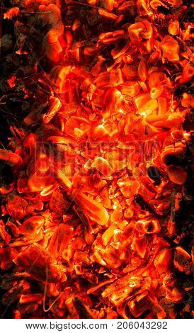background of burning coals . Photo of an abstract texture