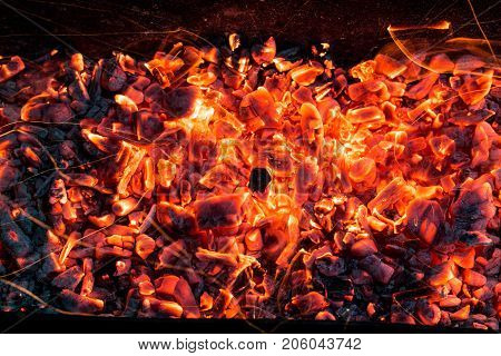 abstract background of burning coals . Photo of an abstract texture