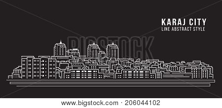 Cityscape Building Line art Vector Illustration design - Karaj city
