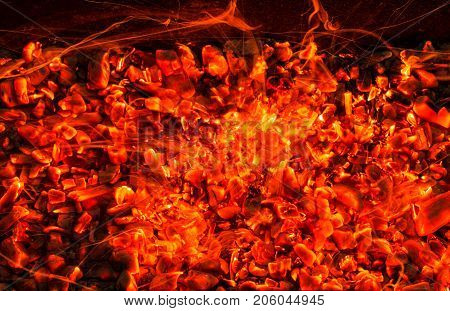 abstract background of burning coals . Photo of an abstract texture