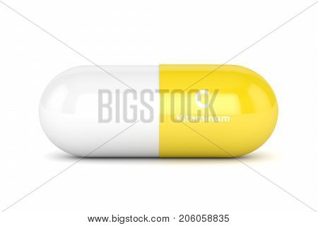3D Render Of Vitamin C Pill Over White