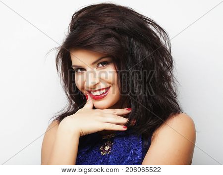 lifestyle and people concept: beautiful woman wearing casual clo
