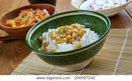 Nohutlu pilav -Turkish pilaf with chickpeas  , close up