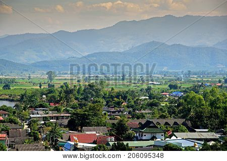mountain, village, landscape, spring, rural, view, nature, beautiful, green, background