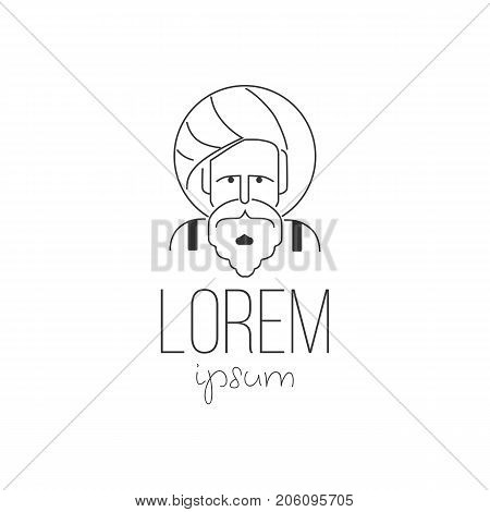 Logo is a Muslim elderly man in black and white.