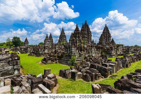 Prambanan temple near Yogyakarta on Java island Indonesia - travel and architecture background
