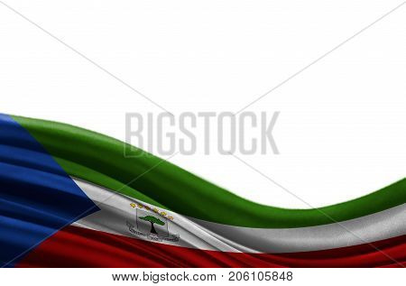 Grunge colorful flag Equatorial Guinea with copyspace for your text or images,isolated on white background. Close up, fluttering downwind.