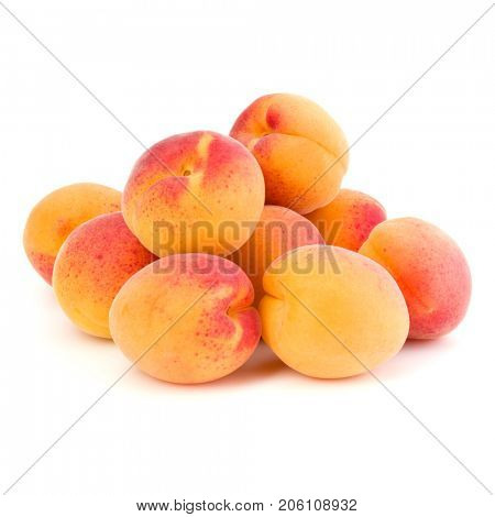 A bunch of apricot fruit isolated on white background cutout