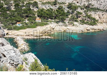 The Calanque de Morgiou one of the biggest calanques located between Marseille and Cassis France