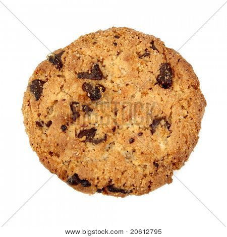 chocolate chip cookie isoleret på hvid