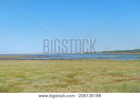 Lighthouse La Coubre at the French Atlantic coast in La Palmyre 