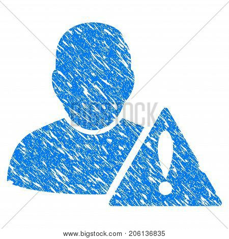 Grunge User Error icon with grunge design and dust texture. Unclean vector blue User Error pictogram for rubber seal stamp imitations and watermarks. Draft sticker symbol.