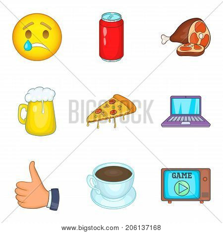 Deleterious effect icons set. Cartoon set of 9 deleterious effect vector icons for web isolated on white background