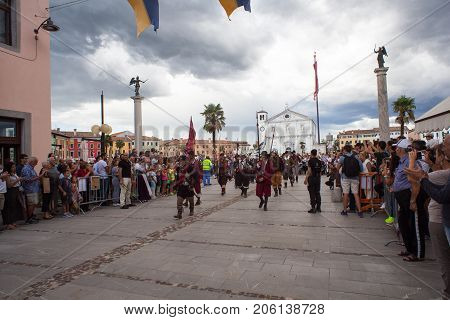 PALMANOVA ITALY - SEPTEMBER 03: Historical Groups dressed in ancient clothes during the historical Reenactment a.d. 1615 on September 03 2017